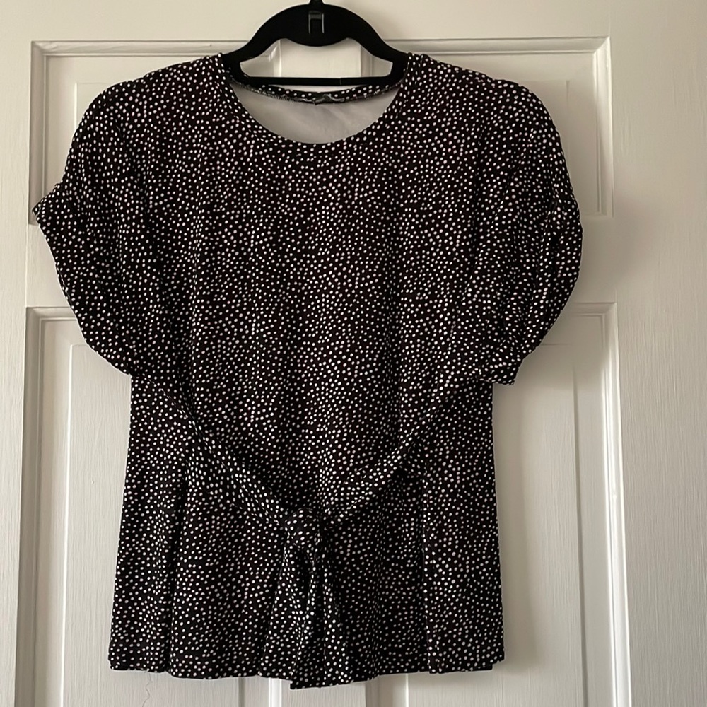 Polka-Dot Tie-Front Blouse